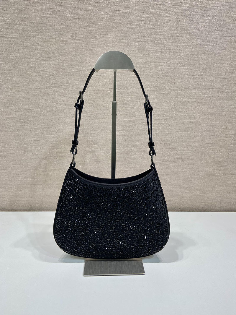 プラダ アウトレット PRADA クレオ クリスタル サテン バッグ 1BC169_2AWL_F0002_V_HOO ブラック H品 プラダ クリスタルバッグ - 画像 (6)