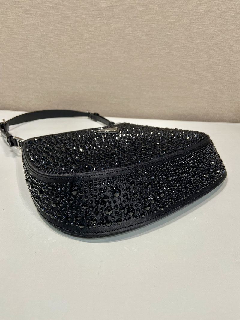 プラダ アウトレット PRADA クレオ クリスタル サテン バッグ 1BC169_2AWL_F0002_V_HOO ブラック H品 プラダ クリスタルバッグ - 画像 (5)