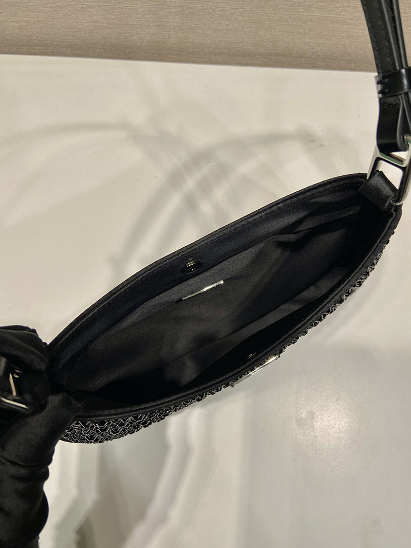 プラダ アウトレット PRADA クレオ クリスタル サテン バッグ 1BC169_2AWL_F0002_V_HOO ブラック H品 プラダ クリスタルバッグ - 画像 (4)