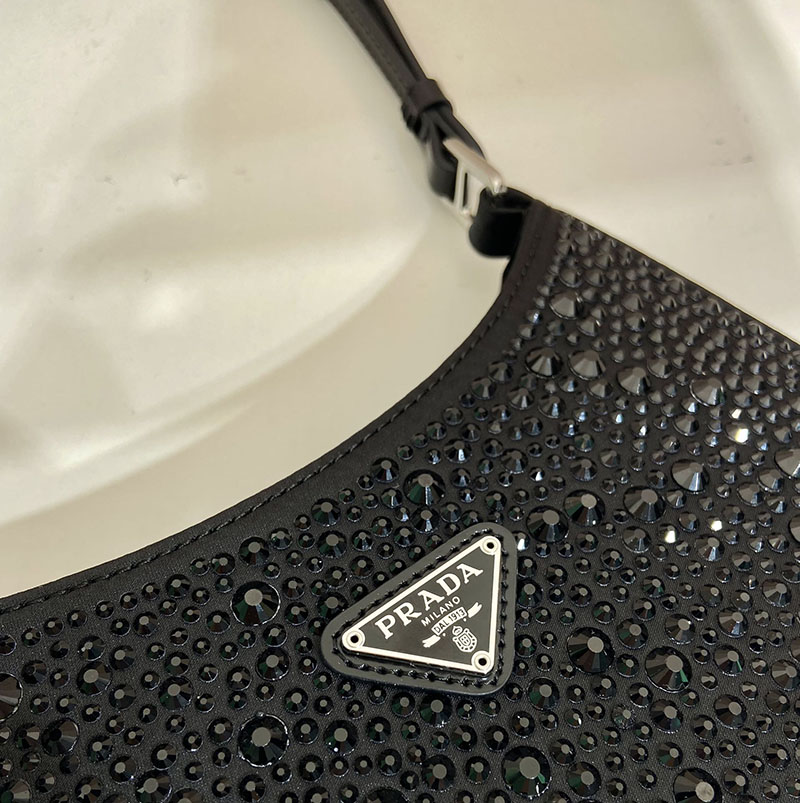 プラダ アウトレット PRADA クレオ クリスタル サテン バッグ 1BC169_2AWL_F0002_V_HOO ブラック H品 プラダ クリスタルバッグ - 画像 (3)