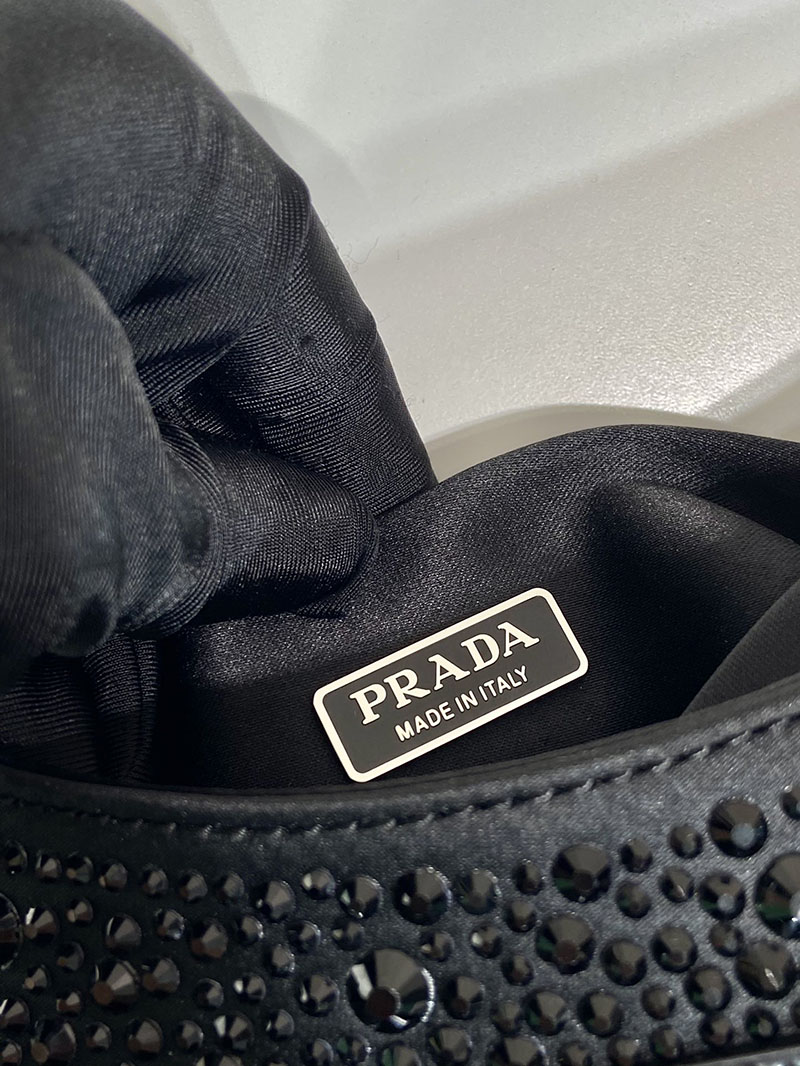 プラダ アウトレット PRADA クレオ クリスタル サテン バッグ 1BC169_2AWL_F0002_V_HOO ブラック H品 プラダ クリスタルバッグ - 画像 (2)