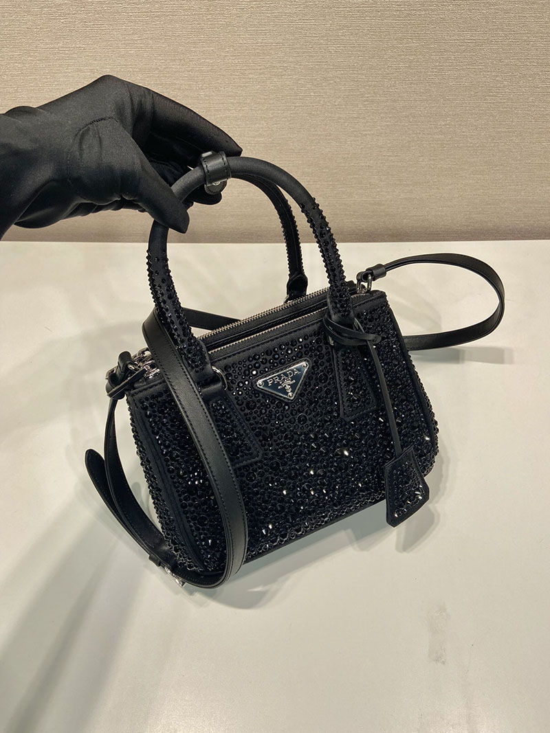 プラダ アウトレット PRADA ガレリア クリスタル サテン ミニバッグ 1BA906_2AWL_F0002 ブラック H品 プラダ バッグ アウトレット - 画像 (9)