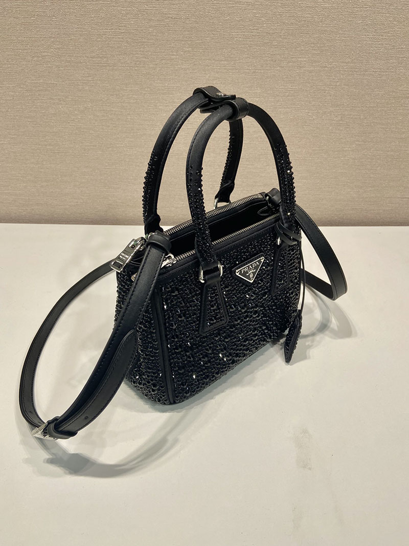 プラダ アウトレット PRADA ガレリア クリスタル サテン ミニバッグ 1BA906_2AWL_F0002 ブラック H品 プラダ バッグ アウトレット - 画像 (8)