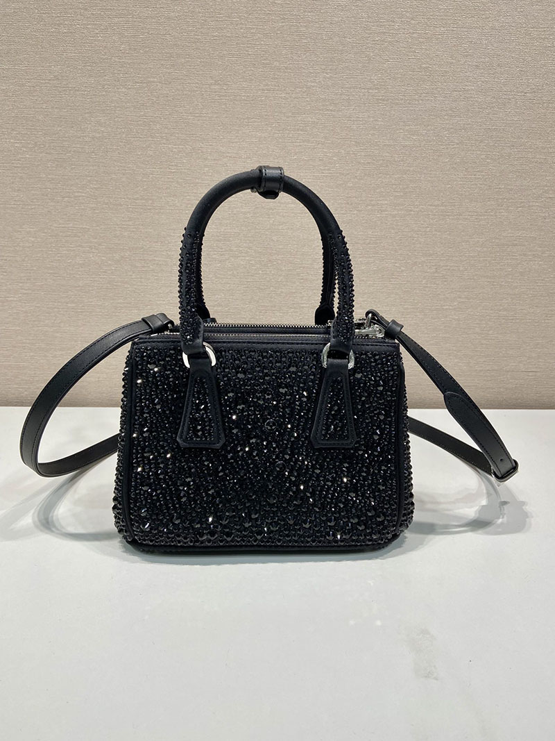 プラダ アウトレット PRADA ガレリア クリスタル サテン ミニバッグ 1BA906_2AWL_F0002 ブラック H品 プラダ バッグ アウトレット - 画像 (7)