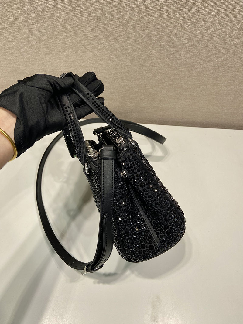 プラダ アウトレット PRADA ガレリア クリスタル サテン ミニバッグ 1BA906_2AWL_F0002 ブラック H品 プラダ バッグ アウトレット - 画像 (6)