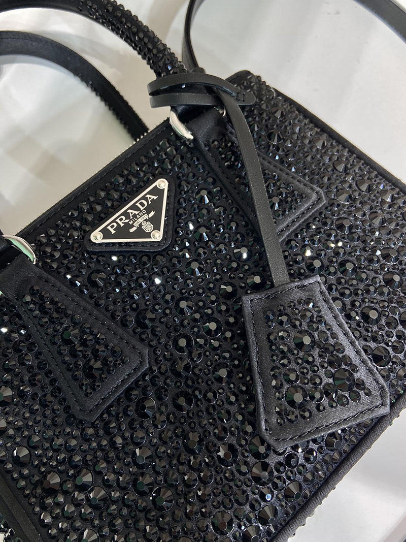 プラダ アウトレット PRADA ガレリア クリスタル サテン ミニバッグ 1BA906_2AWL_F0002 ブラック H品 プラダ バッグ アウトレット - 画像 (5)