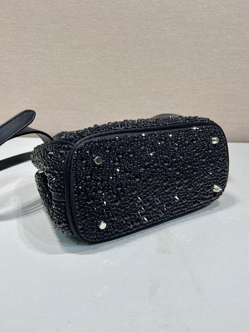 プラダ アウトレット PRADA ガレリア クリスタル サテン ミニバッグ 1BA906_2AWL_F0002 ブラック H品 プラダ バッグ アウトレット - 画像 (4)