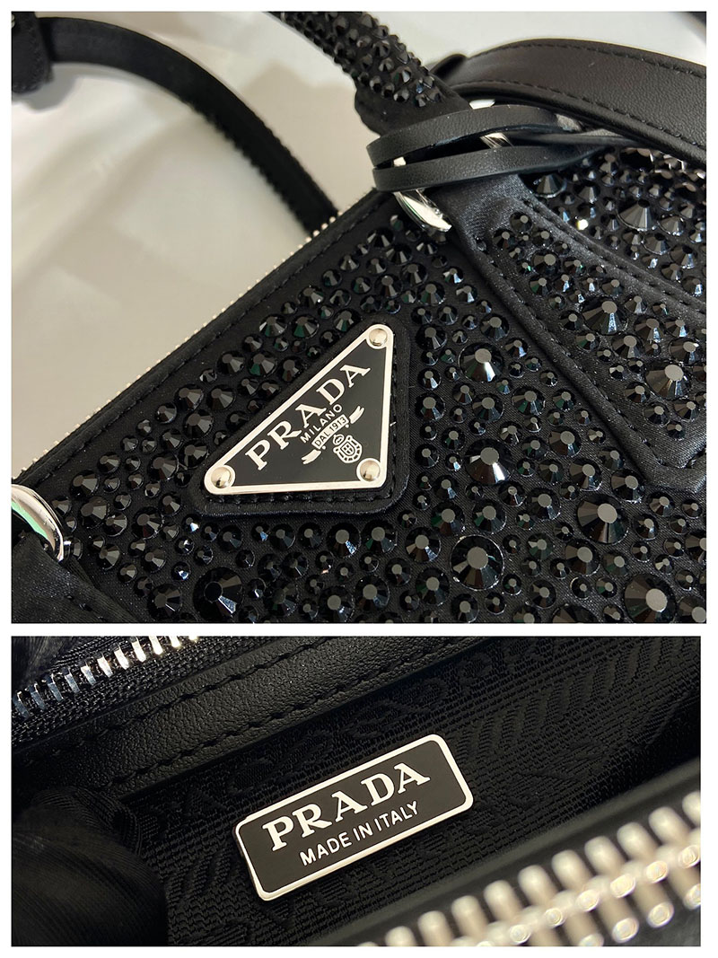 プラダ アウトレット PRADA ガレリア クリスタル サテン ミニバッグ 1BA906_2AWL_F0002 ブラック H品 プラダ バッグ アウトレット - 画像 (2)