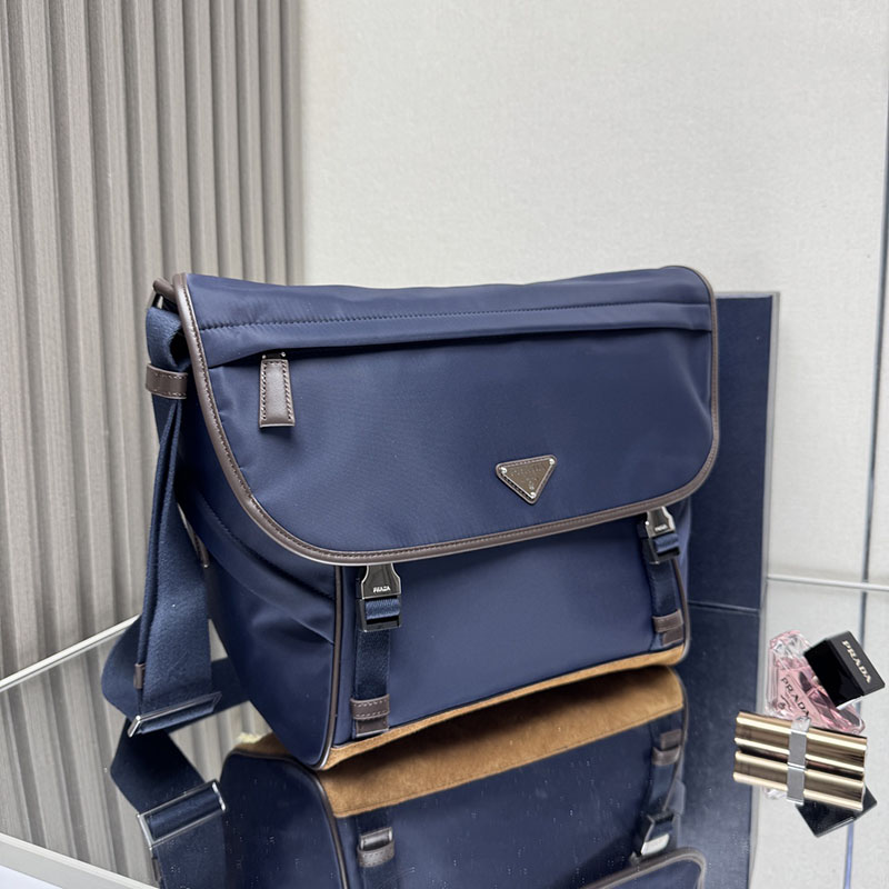 プラダ アウトレット PRADA ラージRe-Nylonレザーショルダーバッグ 2ZH194_2DMH_F0002 ネイビー H品 プラダ ショルダーバッグ メンズ - 画像 (8)
