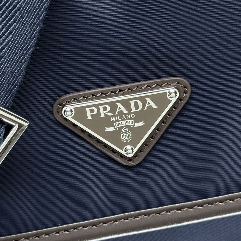 プラダ アウトレット PRADA ミディアム Re-Nylonレザーショルダーバッグ 2VD066_384_F0C1B_V_OOF ネイビー H品 プラダ ショルダーバッグ メンズ - 画像 (6)