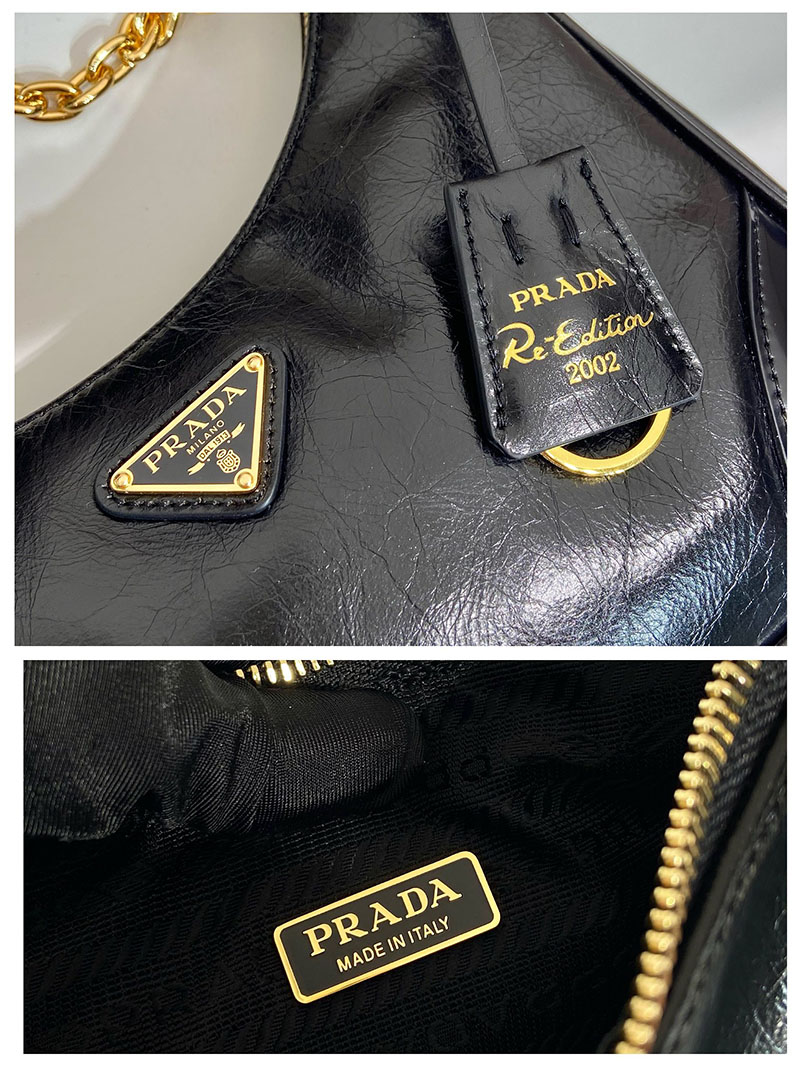 プラダ アウトレット PRADA Re-Edition ナプラックパテント 1BC204_2DNT_F0002_V_QOM ブラック H品 プラダ ショルダーバッグ ミニ - 画像 (2)