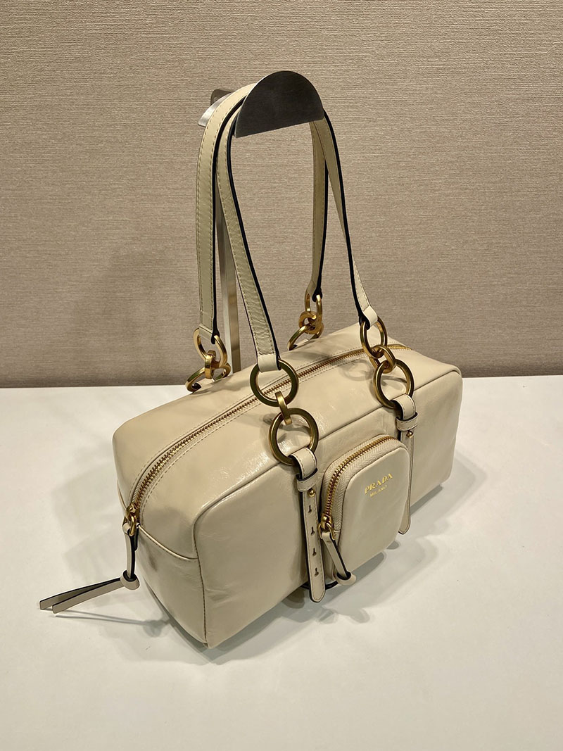 プラダ アウトレット PRADA ダングル ミディアム レザー トップハンドルバッグ 1BB138_2CYR_F0236_V_OOO ベージュ H品 プラダレディースバッグ - 画像 (8)