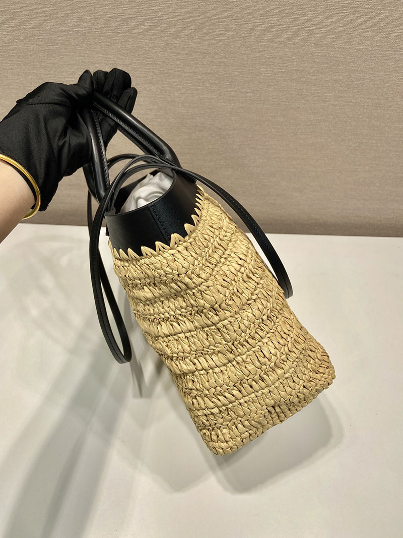プラダ アウトレット PRADA スモール クロシェ トライアングルロゴ 1BG500_2M2Q_F0I55_V_GOO ベージュ H品 プラダ トートバッグ アウトレット - 画像 (6)