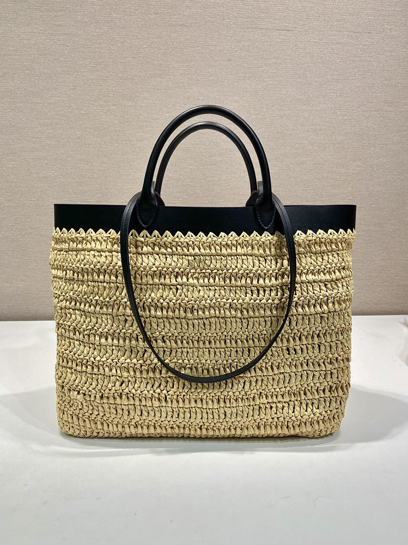 プラダ アウトレット PRADA ミディアム クロシェxレザー 1BG499_2M2Q_F0I55_V_GOO ベージュ H品 プラダ トートバッグ アウトレット - 画像 (7)