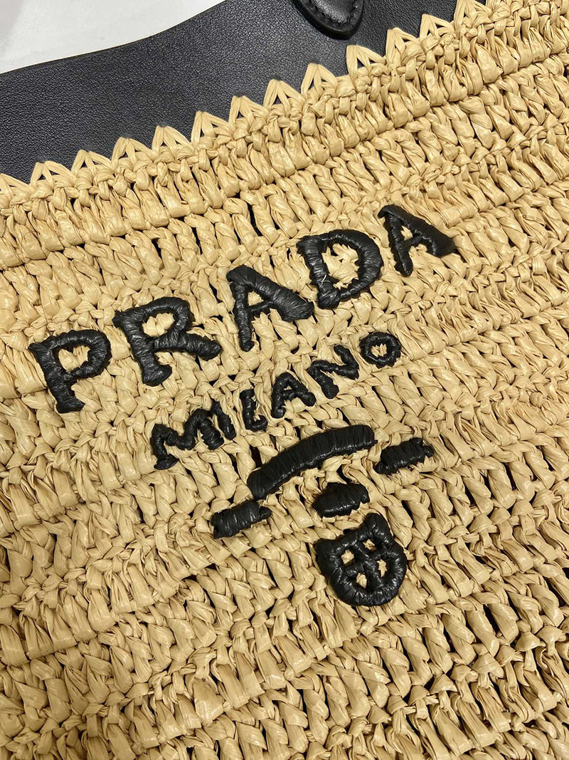 プラダ アウトレット PRADA ミディアム クロシェxレザー 1BG499_2M2Q_F0I55_V_GOO ベージュ H品 プラダ トートバッグ アウトレット - 画像 (4)