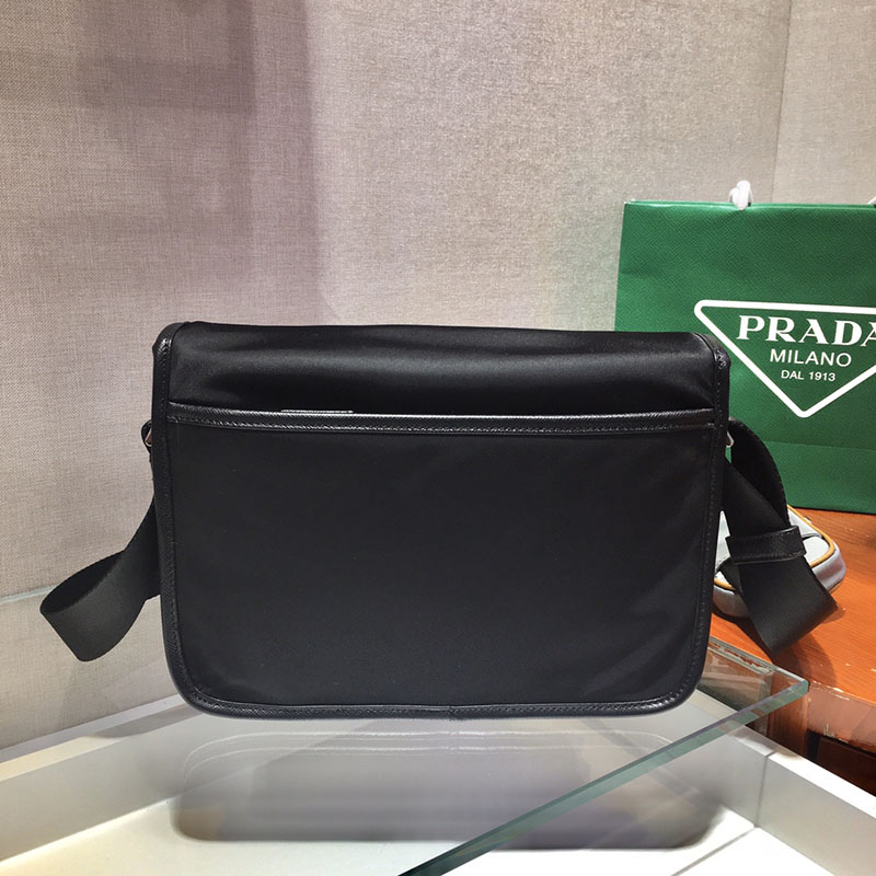 プラダ アウトレット PRADA Re-Nylon xサフィアーノレザー ショルダーバッグ 2VD768 ブラック H品 プラダ ショルダーバッグ メンズ 人気 - 画像 (7)