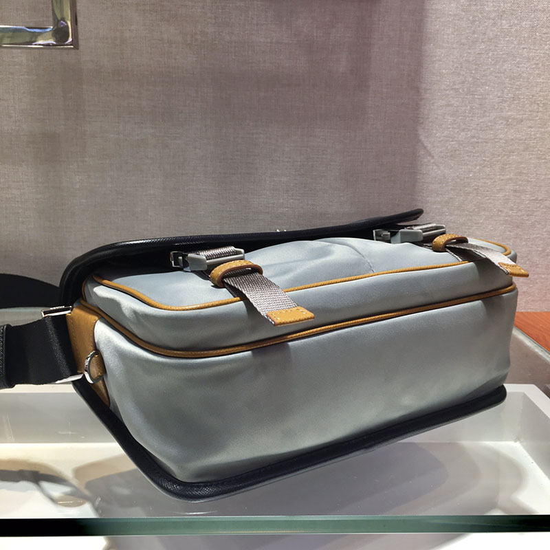 プラダ アウトレット PRADA Re-Nylon xサフィアーノレザー ショルダーバッグ 2VD768 ブラック H品 プラダ ショルダーバッグ メンズ 人気 - 画像 (6)