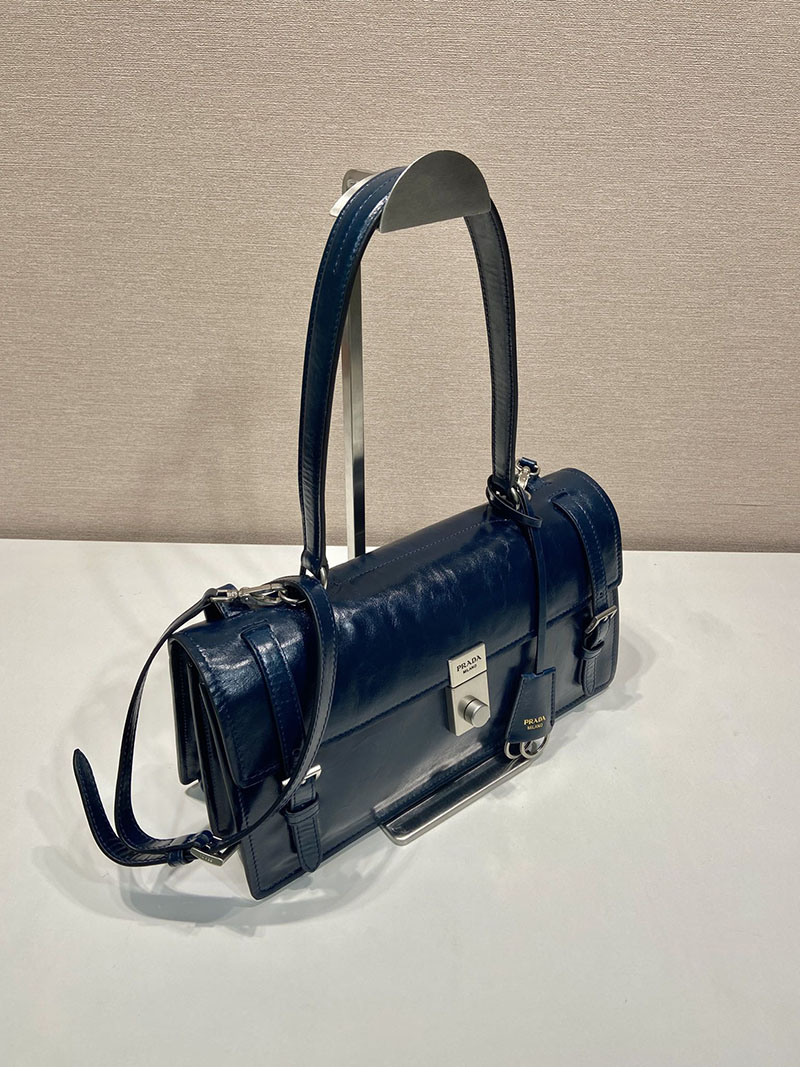 プラダ アウトレット PRADA ミディアム レザー ハンドバッグ 1BN026_2CYR_F0DMH_V_OOO ネイビー H品 プラダ ハンドバッグ アウトレット - 画像 (9)