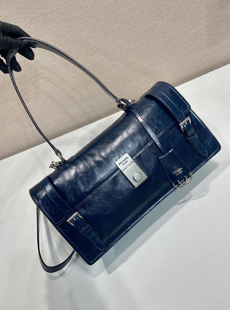 プラダ アウトレット PRADA ミディアム レザー ハンドバッグ 1BN026_2CYR_F0DMH_V_OOO ネイビー H品 プラダ ハンドバッグ アウトレット - 画像 (8)