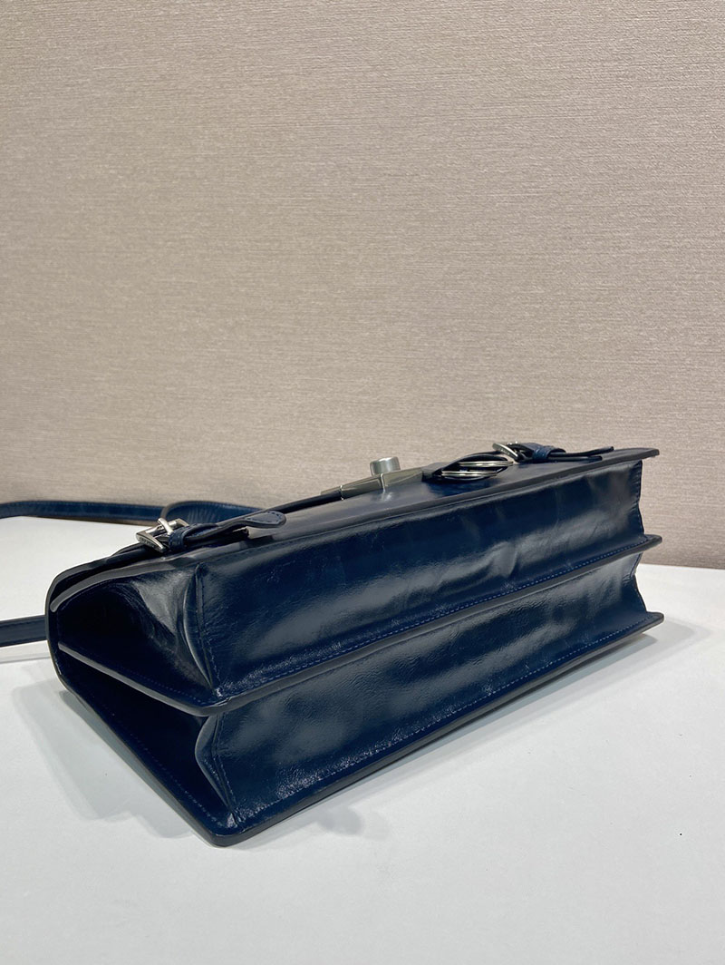 プラダ アウトレット PRADA ミディアム レザー ハンドバッグ 1BN026_2CYR_F0DMH_V_OOO ネイビー H品 プラダ ハンドバッグ アウトレット - 画像 (5)