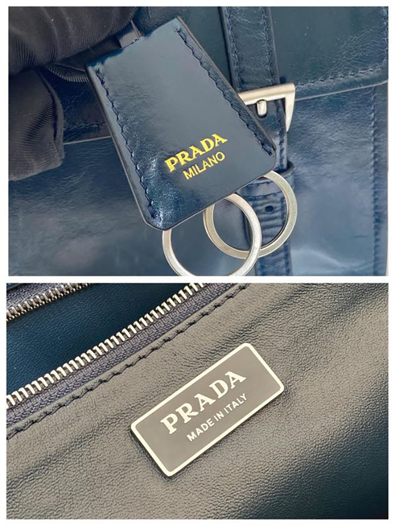 プラダ アウトレット PRADA ミディアム レザー ハンドバッグ 1BN026_2CYR_F0DMH_V_OOO ネイビー H品 プラダ ハンドバッグ アウトレット - 画像 (2)