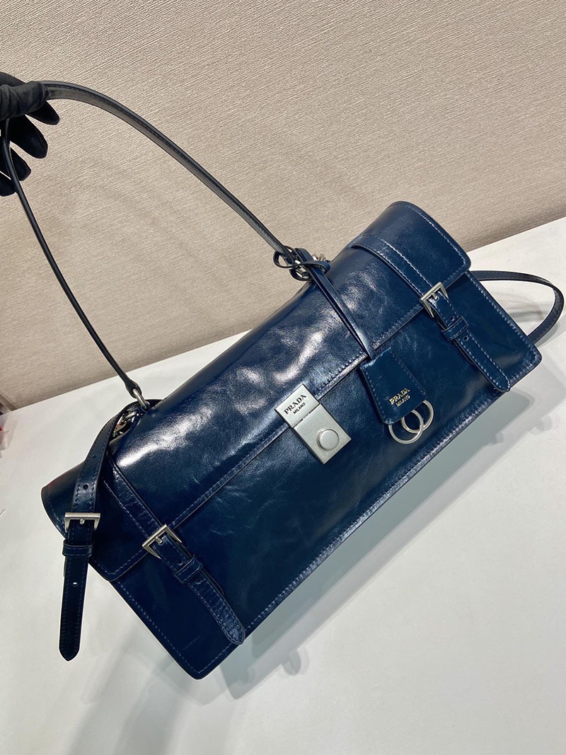 プラダ アウトレット PRADA ミディアム レザー ハンドバッグ 1BN024_2CYR_F0DMH_V_OOO ネイビー H品 プラダナイロンレザーハンドバッグ - 画像 (9)