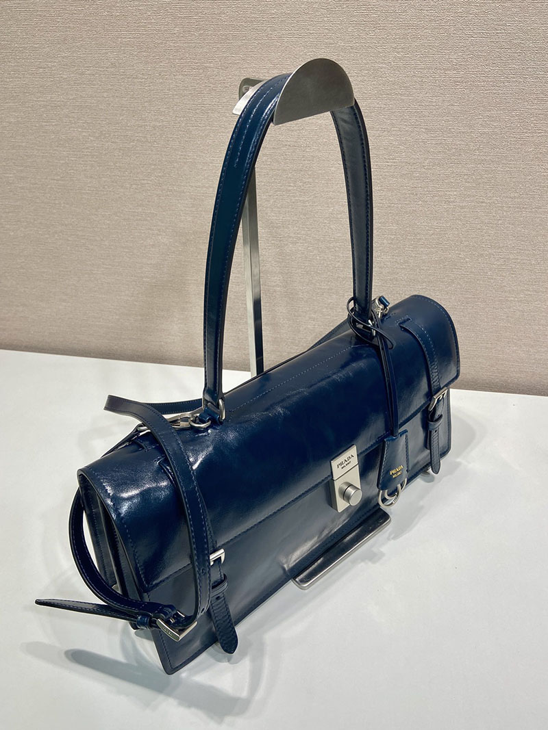 プラダ アウトレット PRADA ミディアム レザー ハンドバッグ 1BN024_2CYR_F0DMH_V_OOO ネイビー H品 プラダナイロンレザーハンドバッグ - 画像 (8)