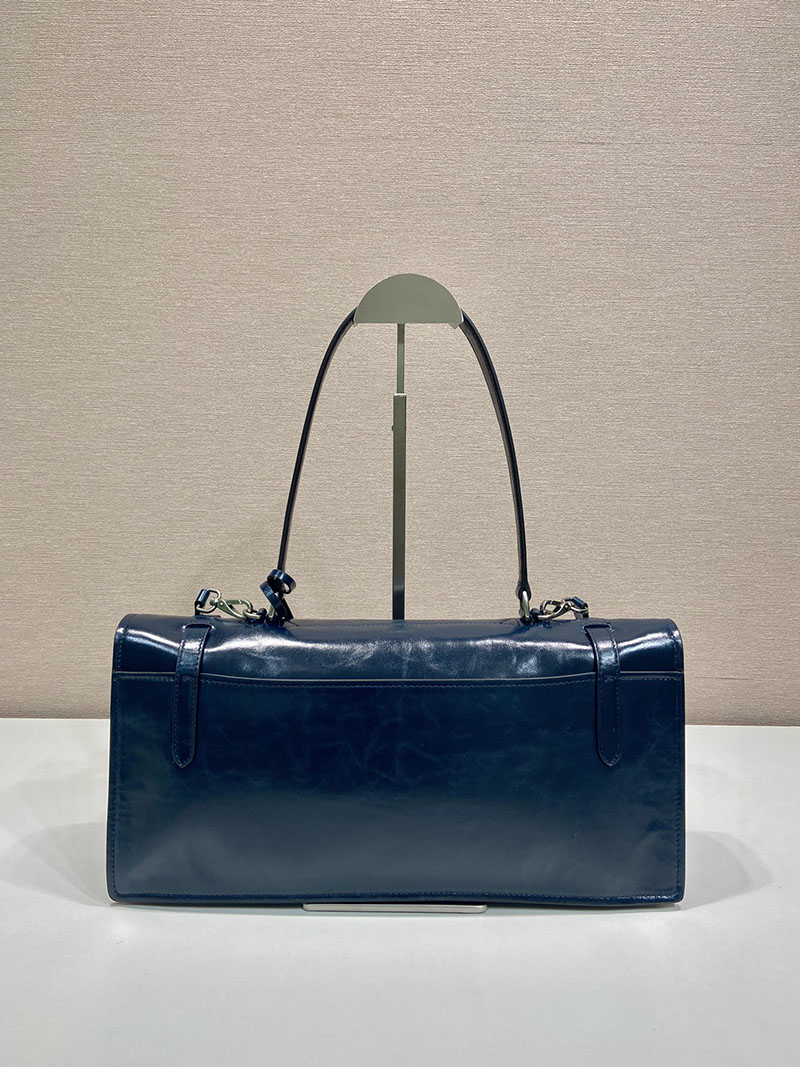 プラダ アウトレット PRADA ミディアム レザー ハンドバッグ 1BN024_2CYR_F0DMH_V_OOO ネイビー H品 プラダナイロンレザーハンドバッグ - 画像 (7)