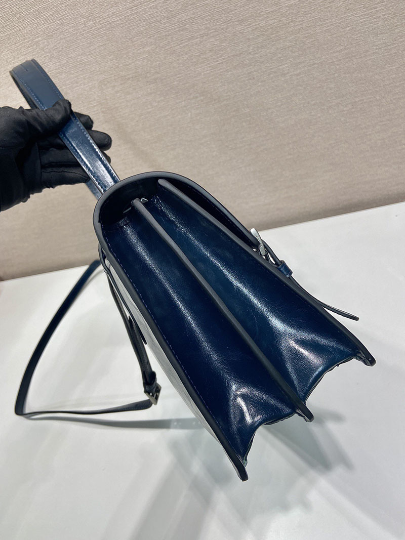 プラダ アウトレット PRADA ミディアム レザー ハンドバッグ 1BN024_2CYR_F0DMH_V_OOO ネイビー H品 プラダナイロンレザーハンドバッグ - 画像 (5)