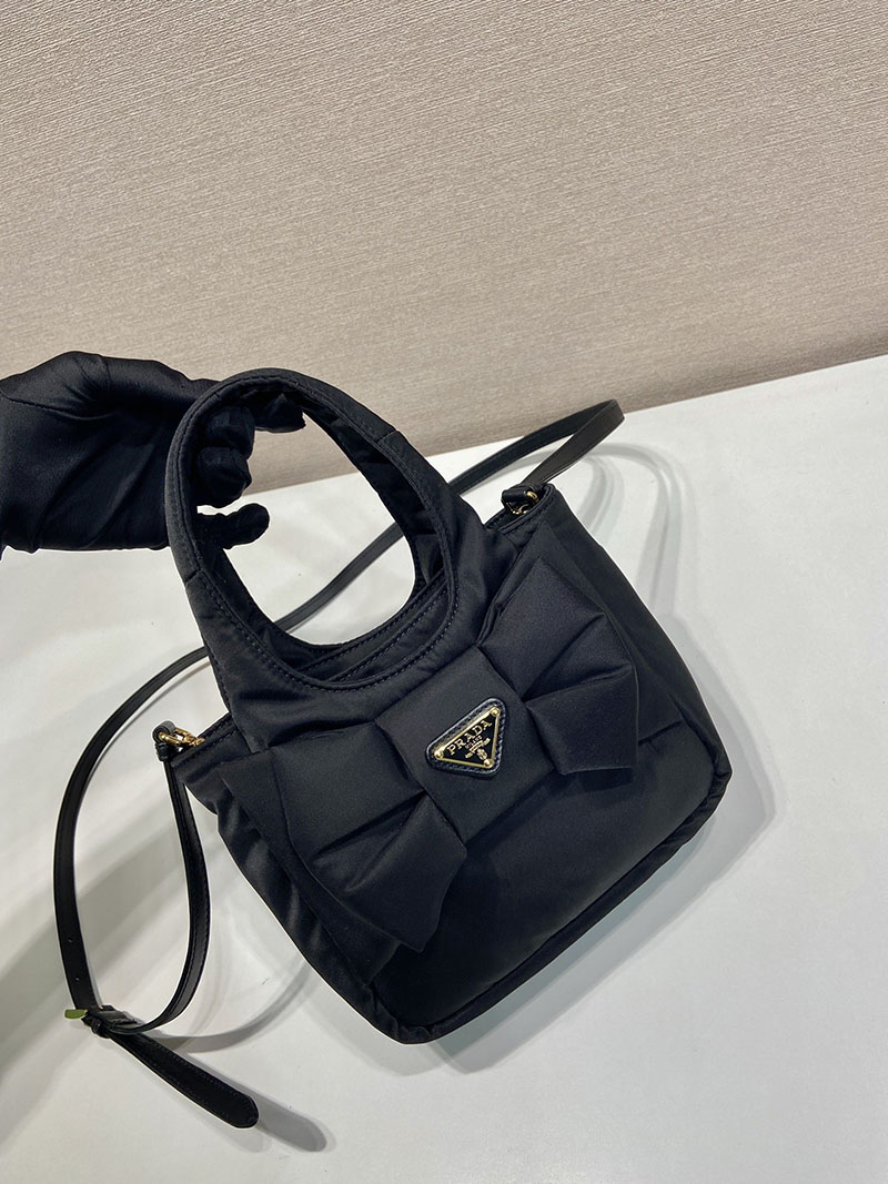 プラダ アウトレット PRADA リボン付 パデッドRe-Nylon ミニバッグ 1BA359_RP0C_F0002_V_OXO ブラック H品 プラダ ナイロン ミニショルダー - 画像 (9)