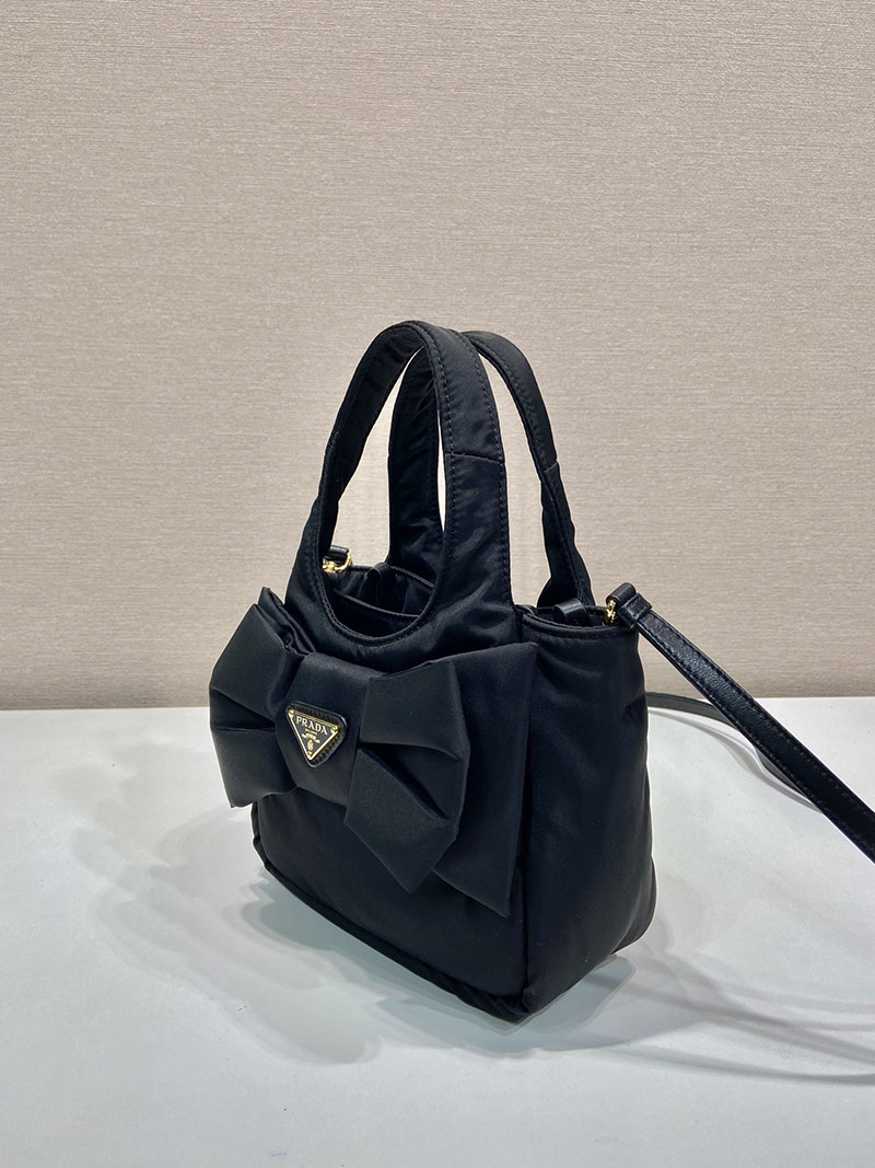 プラダ アウトレット PRADA リボン付 パデッドRe-Nylon ミニバッグ 1BA359_RP0C_F0002_V_OXO ブラック H品 プラダ ナイロン ミニショルダー - 画像 (8)