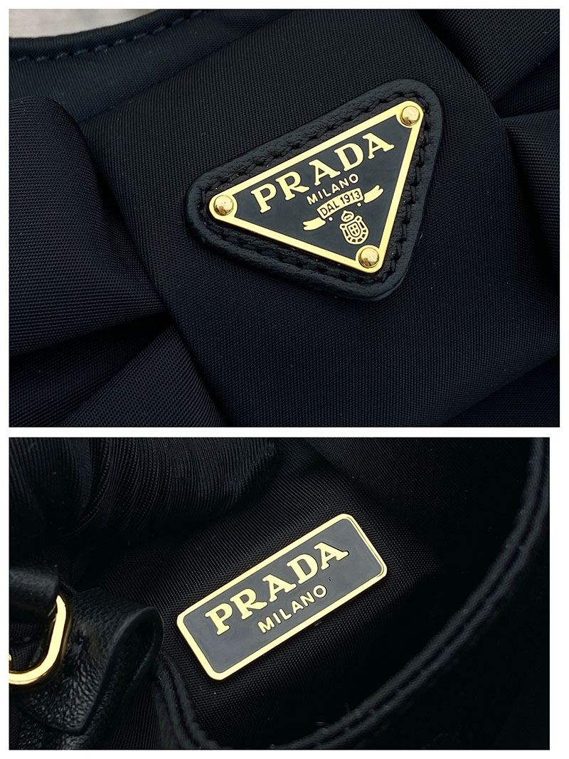 プラダ アウトレット PRADA リボン付 パデッドRe-Nylon ミニバッグ 1BA359_RP0C_F0002_V_OXO ブラック H品 プラダ ナイロン ミニショルダー - 画像 (2)