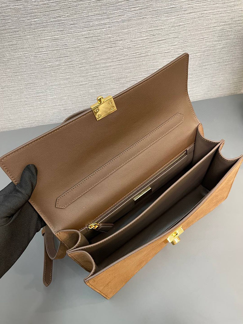 プラダ アウトレット PRADA ソフトサウンド ミディアム スエード 1BN023_2C4S_F0324_V_TOO ダークブラウン H品 プラダ ショルダーバッグ 人気 - 画像 (3)