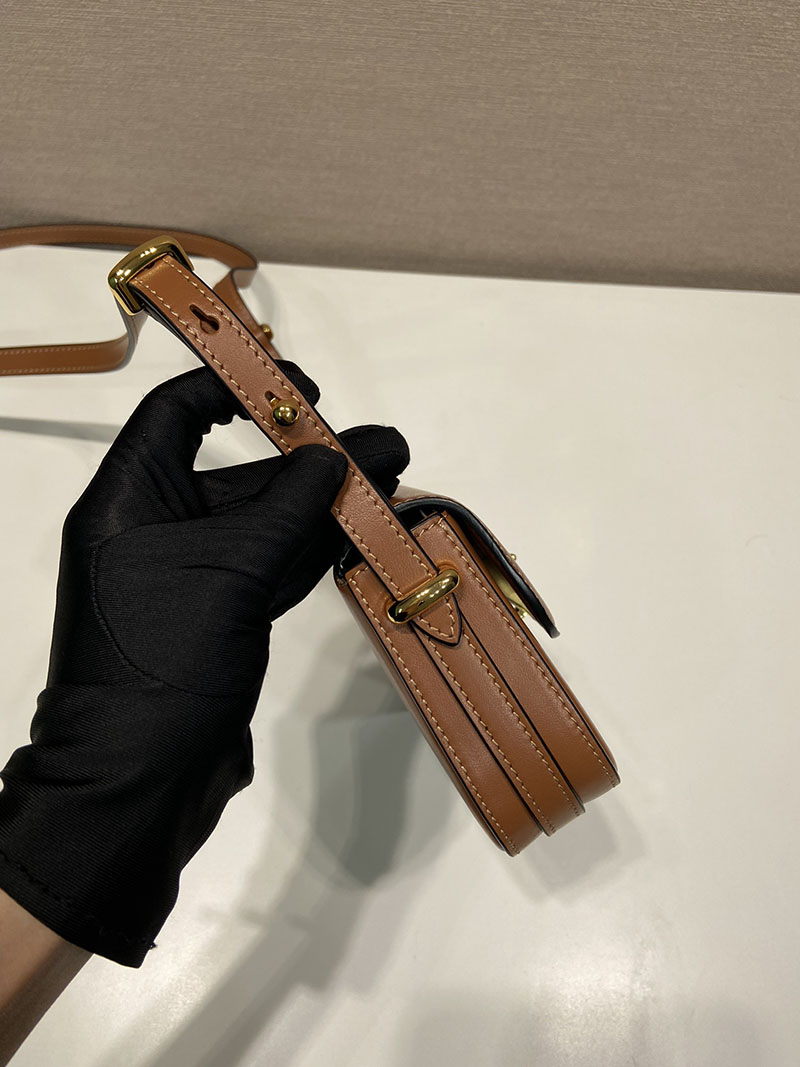 プラダ アウトレット PRADA Leather shoulder bag レザー ショルダーバッグ 1BD339_ASK_F0XUG_V_MTO ブラウン H品 プラダ ショルダーバッグ 人気 - 画像 (4)