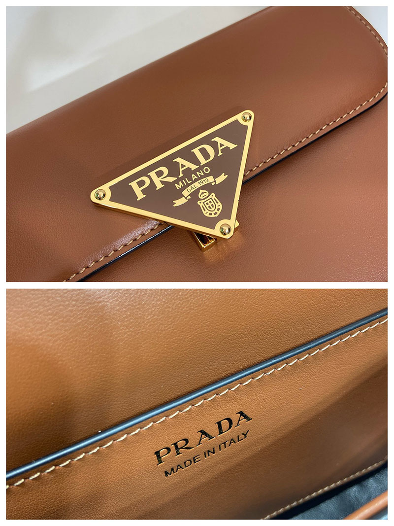 プラダ アウトレット PRADA Leather shoulder bag レザー ショルダーバッグ 1BD339_ASK_F0XUG_V_MTO ブラウン H品 プラダ ショルダーバッグ 人気 - 画像 (2)