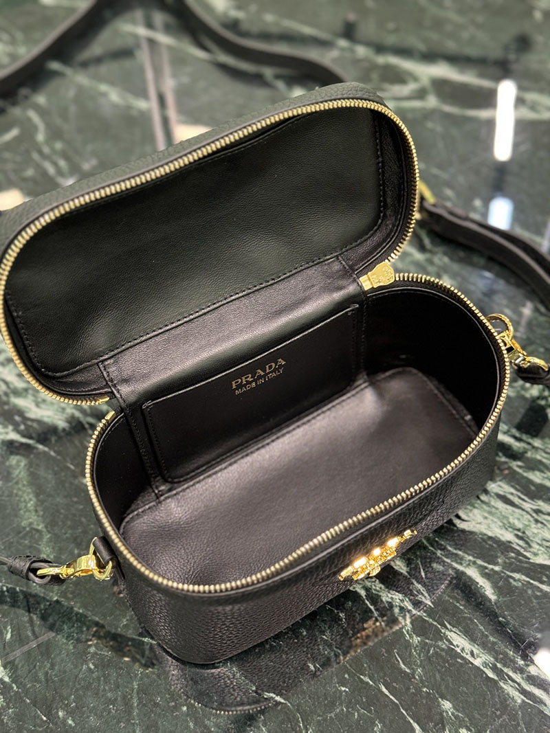 プラダ アウトレット PRADA ショルダーバッグ ハンドバッグ バニティバッグ 1BH202_2DKV_F0632 ブラック H品 プラダ 化粧ポーチ 人気 - 画像 (3)