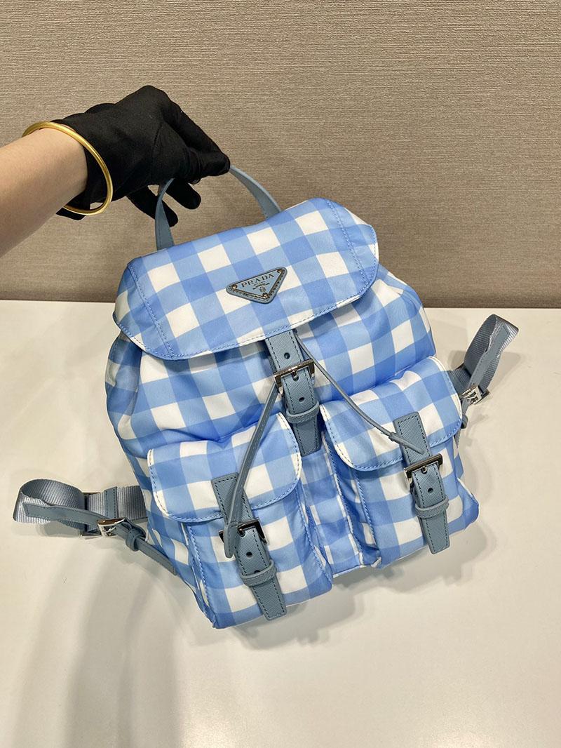 プラダ アウトレット PRADA Re-Edition 1978 Re-Nylon スモール バックパック 1BZ677 ブルー H品 プラダ バックパック アウトレット - 画像 (8)