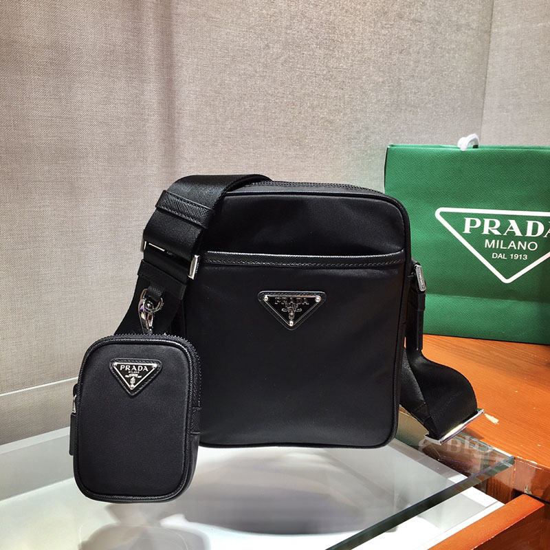 プラダ アウトレット PRADA Re-Nylon xサフィアーノレザー ショルダーバッグ 2VH112_2DMH_F0002_V_XOP ブラック H品 プラダ ナイロンバッグ アウトレット - 画像 (9)