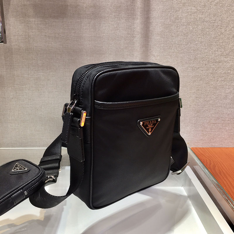 プラダ アウトレット PRADA Re-Nylon xサフィアーノレザー ショルダーバッグ 2VH112_2DMH_F0002_V_XOP ブラック H品 プラダ ナイロンバッグ アウトレット - 画像 (8)