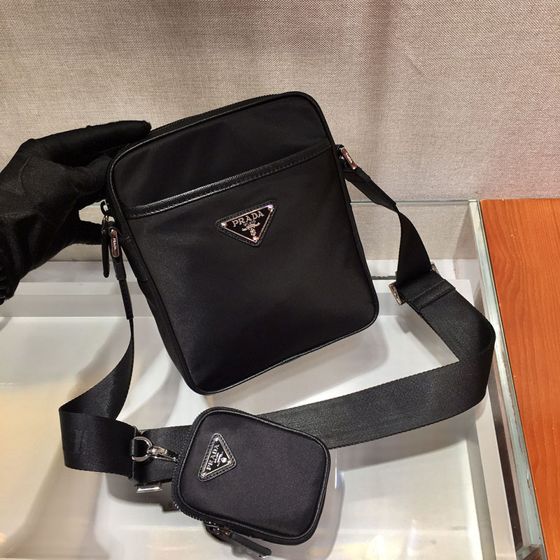 プラダ アウトレット PRADA Re-Nylon xサフィアーノレザー ショルダーバッグ 2VH112_2DMH_F0002_V_XOP ブラック H品 プラダ ナイロンバッグ アウトレット - 画像 (7)