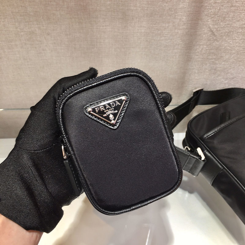プラダ アウトレット PRADA Re-Nylon xサフィアーノレザー ショルダーバッグ 2VH112_2DMH_F0002_V_XOP ブラック H品 プラダ ナイロンバッグ アウトレット - 画像 (4)