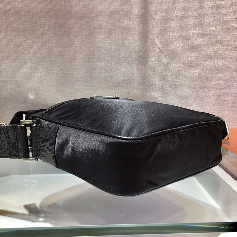 プラダ アウトレット PRADA Re-Nylon xサフィアーノレザー ショルダーバッグ 2VH112_2DMH_F0002_V_XOP ブラック H品 プラダ ナイロンバッグ アウトレット - 画像 (3)