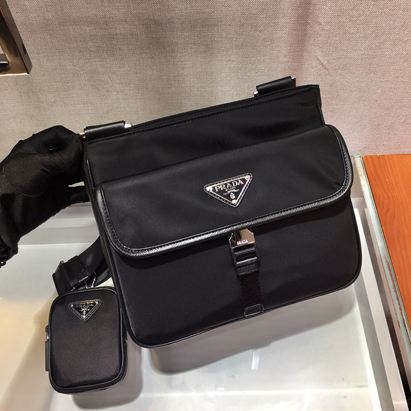 プラダ アウトレット PRADA ナイロン トライアングル ロゴ クロスボディー ポーチ付き 2VH110_064_F0002 ブラック H品 プラダ ナイロンバッグ アウトレット - 画像 (9)