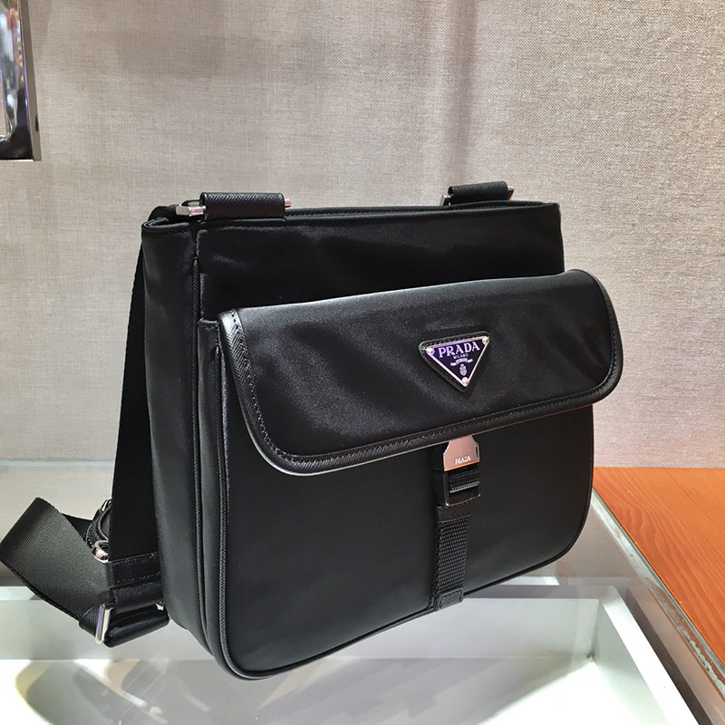プラダ アウトレット PRADA ナイロン トライアングル ロゴ クロスボディー ポーチ付き 2VH110_064_F0002 ブラック H品 プラダ ナイロンバッグ アウトレット - 画像 (8)