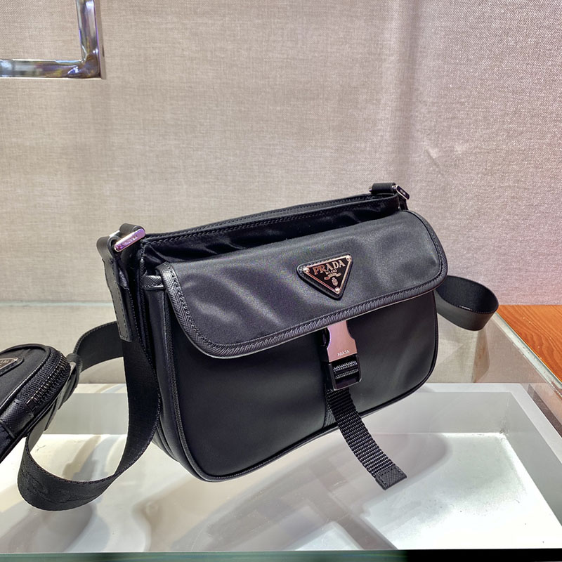 プラダ アウトレット PRADA Re-Nylon xサフィアーノレザー ショルダーバッグ 2VH133_2DMH_F0002_V_XMP ブラック H品 プラダ ナイロンバッグ アウトレット - 画像 (9)