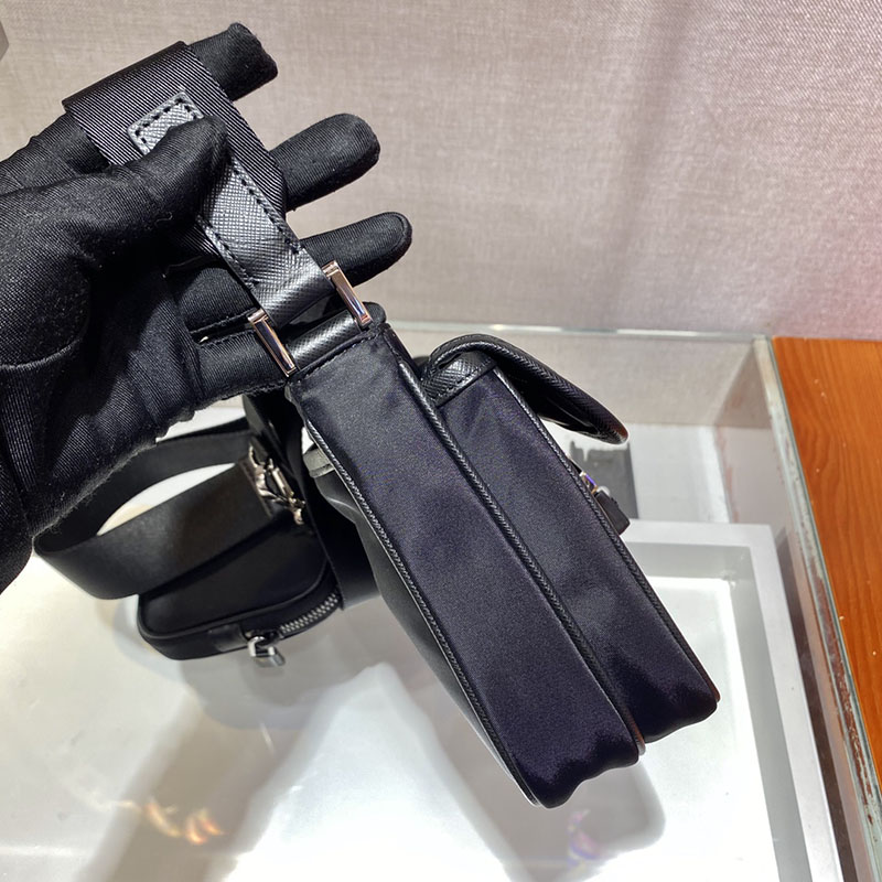 プラダ アウトレット PRADA Re-Nylon xサフィアーノレザー ショルダーバッグ 2VH133_2DMH_F0002_V_XMP ブラック H品 プラダ ナイロンバッグ アウトレット - 画像 (5)