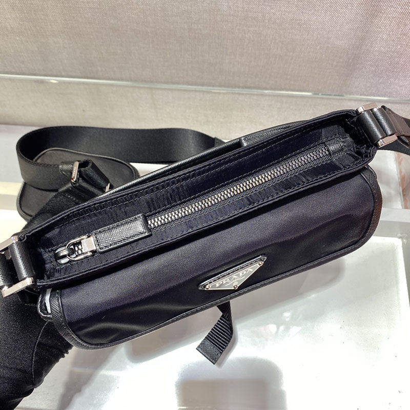 プラダ アウトレット PRADA Re-Nylon xサフィアーノレザー ショルダーバッグ 2VH133_2DMH_F0002_V_XMP ブラック H品 プラダ ナイロンバッグ アウトレット - 画像 (4)