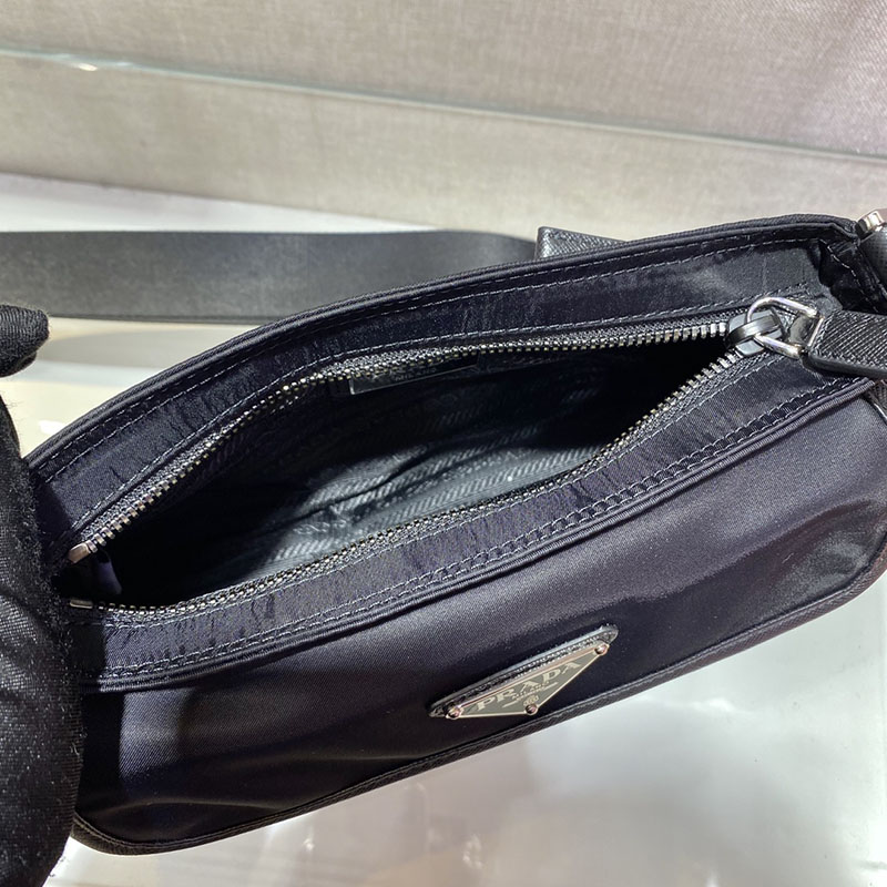 プラダ アウトレット PRADA Re-Nylon xサフィアーノレザー ショルダーバッグ 2VH133_2DMH_F0002_V_XMP ブラック H品 プラダ ナイロンバッグ アウトレット - 画像 (3)