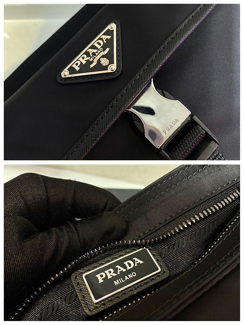 プラダ アウトレット PRADA Re-Nylon xサフィアーノレザー ショルダーバッグ 2VH133_2DMH_F0002_V_XMP ブラック H品 プラダ ナイロンバッグ アウトレット - 画像 (2)
