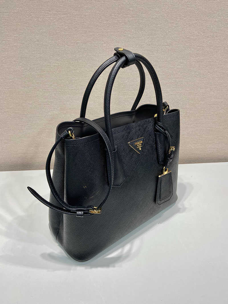 プラダ アウトレット PRADA ダブル サフィアーノレザー ミディアムバッグ 1BG887_2A4A_F0002_V_OOG ブラック H品 プラダ ハンドバッグ 黒 - 画像 (8)